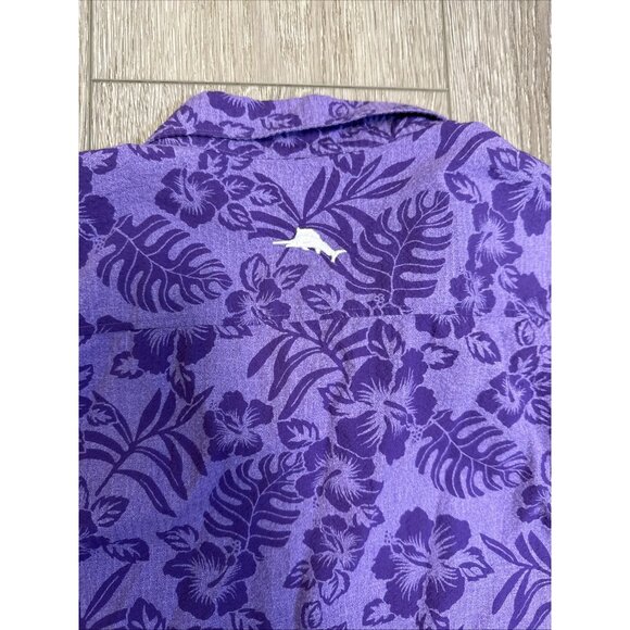 TOMMY BAHAMA LARGE NEW Purple Leaves Print Hawaiian Shirt - Picture 10 of 10
